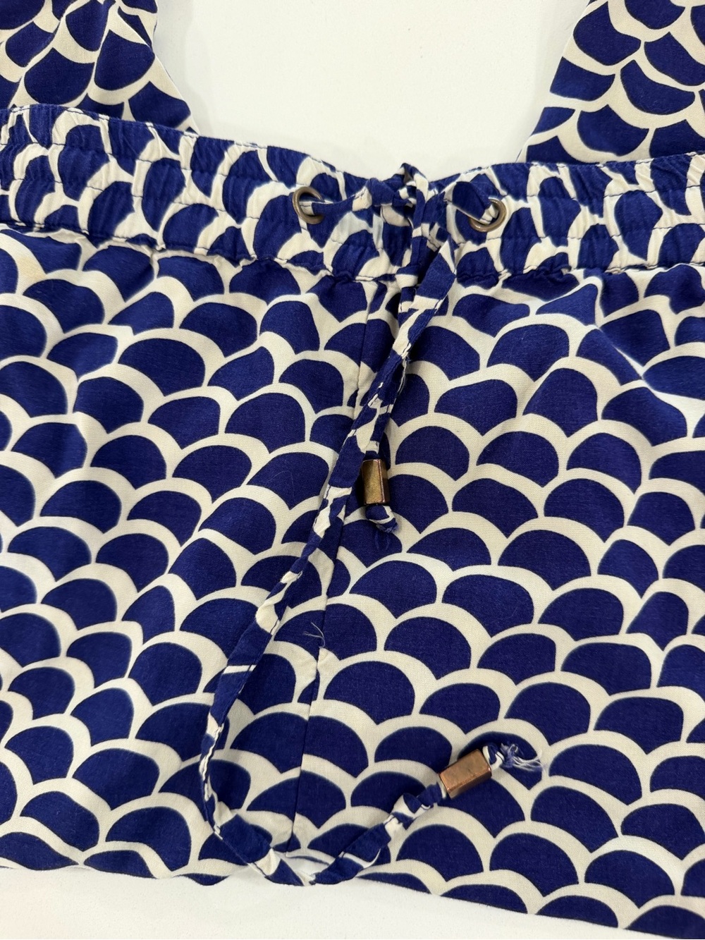 Anthropologie Beaded Scallop Print Cropped Jogger Pants Blue/White Size S - Picture 7 of 9